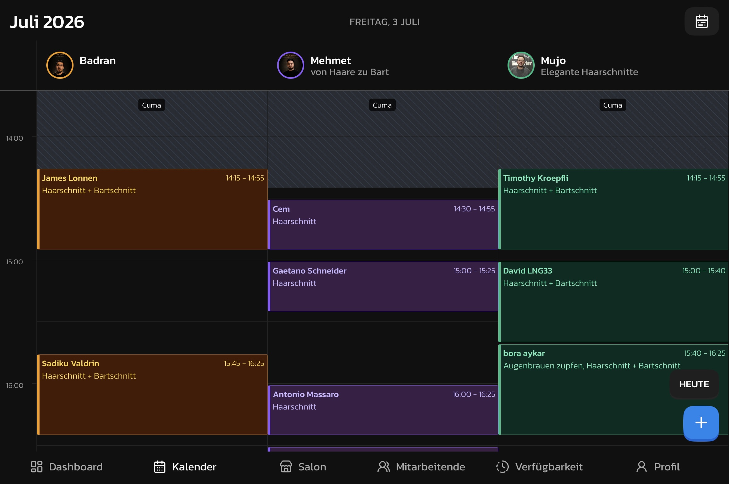 Koha Business Kalender mit Terminen des gesamten Teams